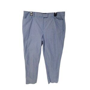 Talbots Women's Hampshire Pants Blue White Gingham Print ankle length Size 16